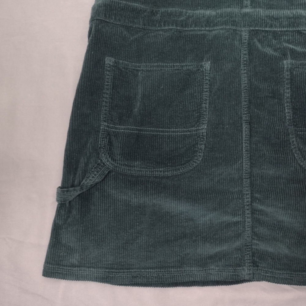 Faherty York Scarab Green Corduroy Overall Skirtall Mini Dress Size Large - Picture 5 of 7
